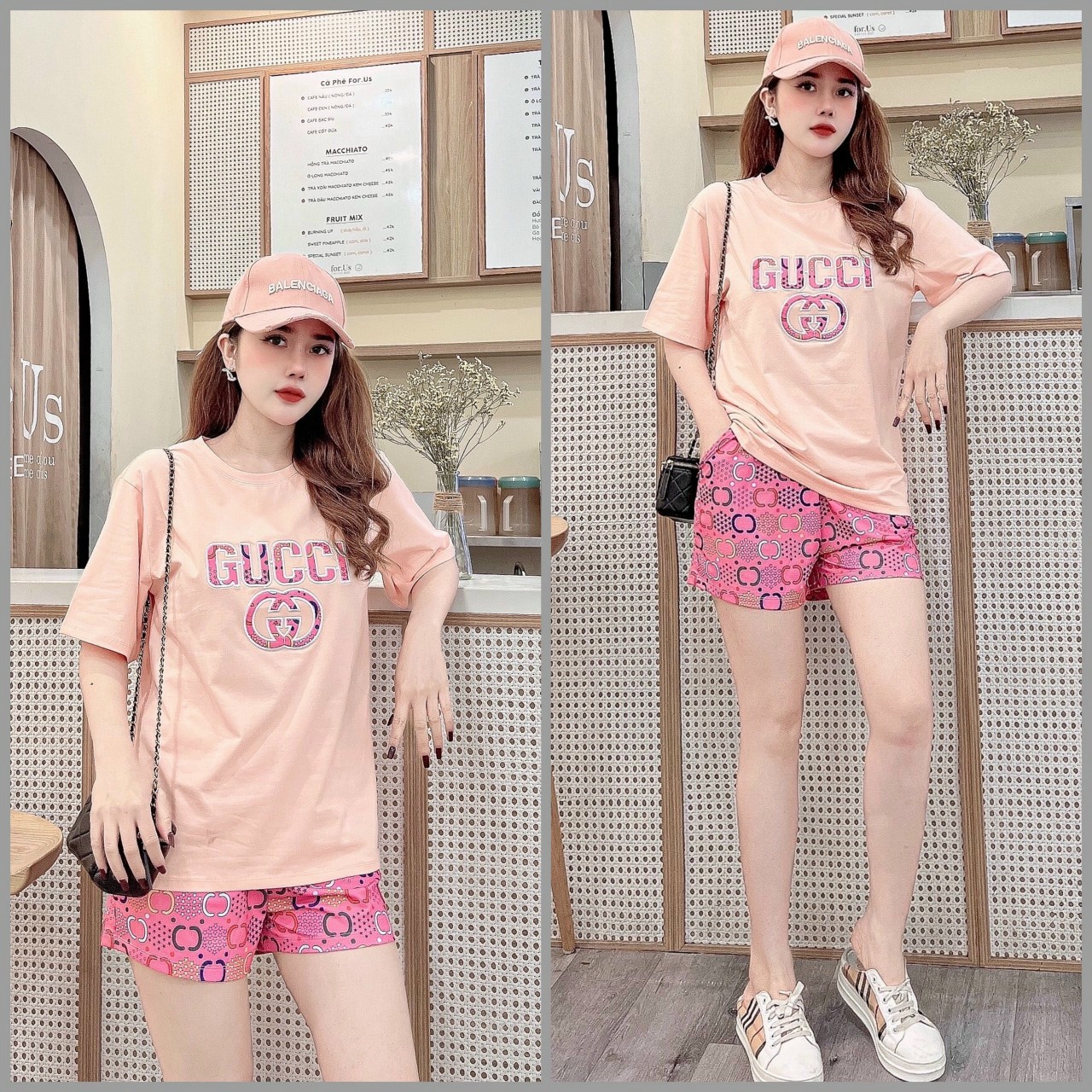 BỘ THỜI TRANG PHỐI HỌA TIẾT GUCCI THÊU - BTN421